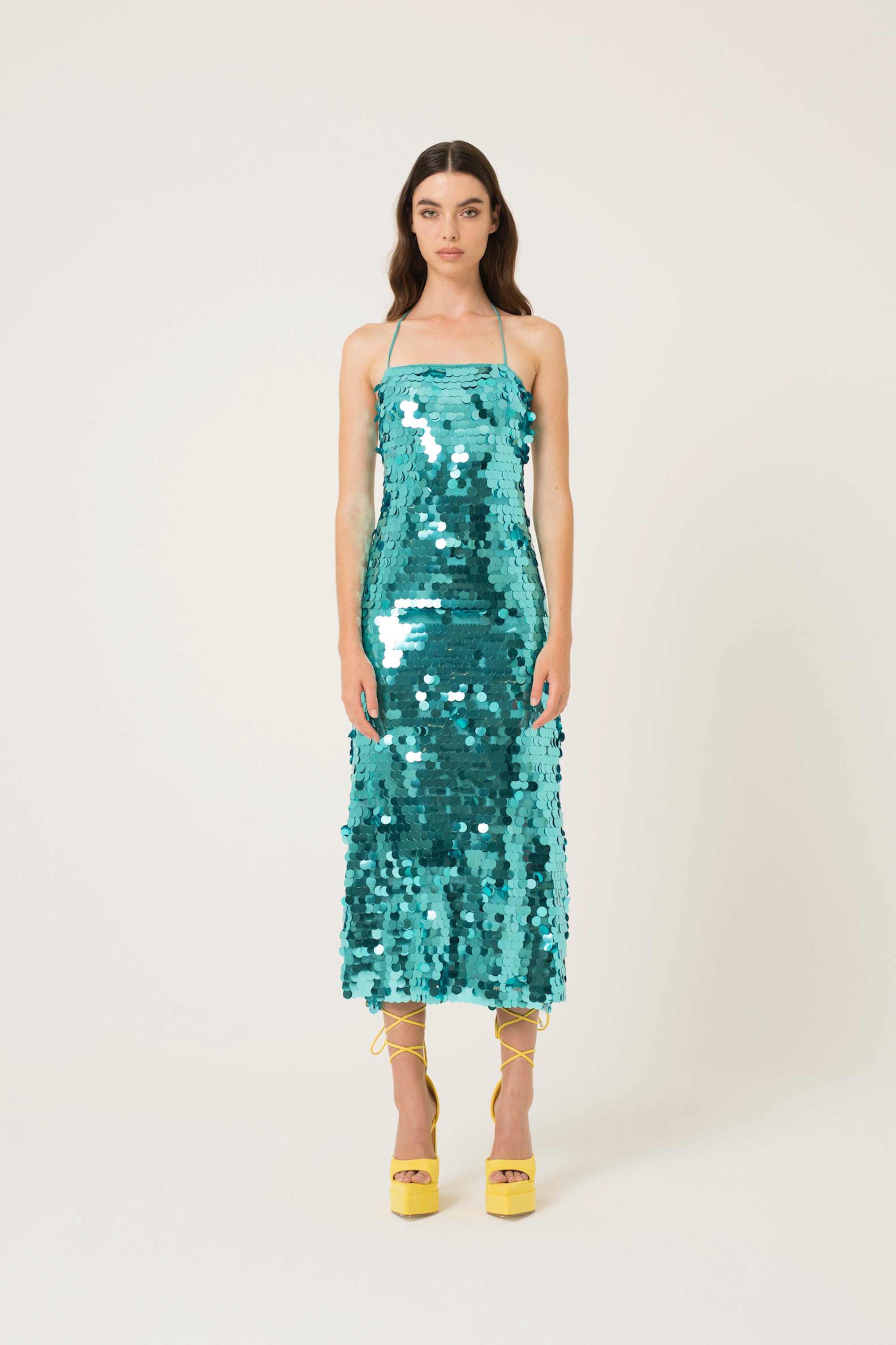 Monique High Shine Sequin Spaghetti Strap Dress - Hedson.mx