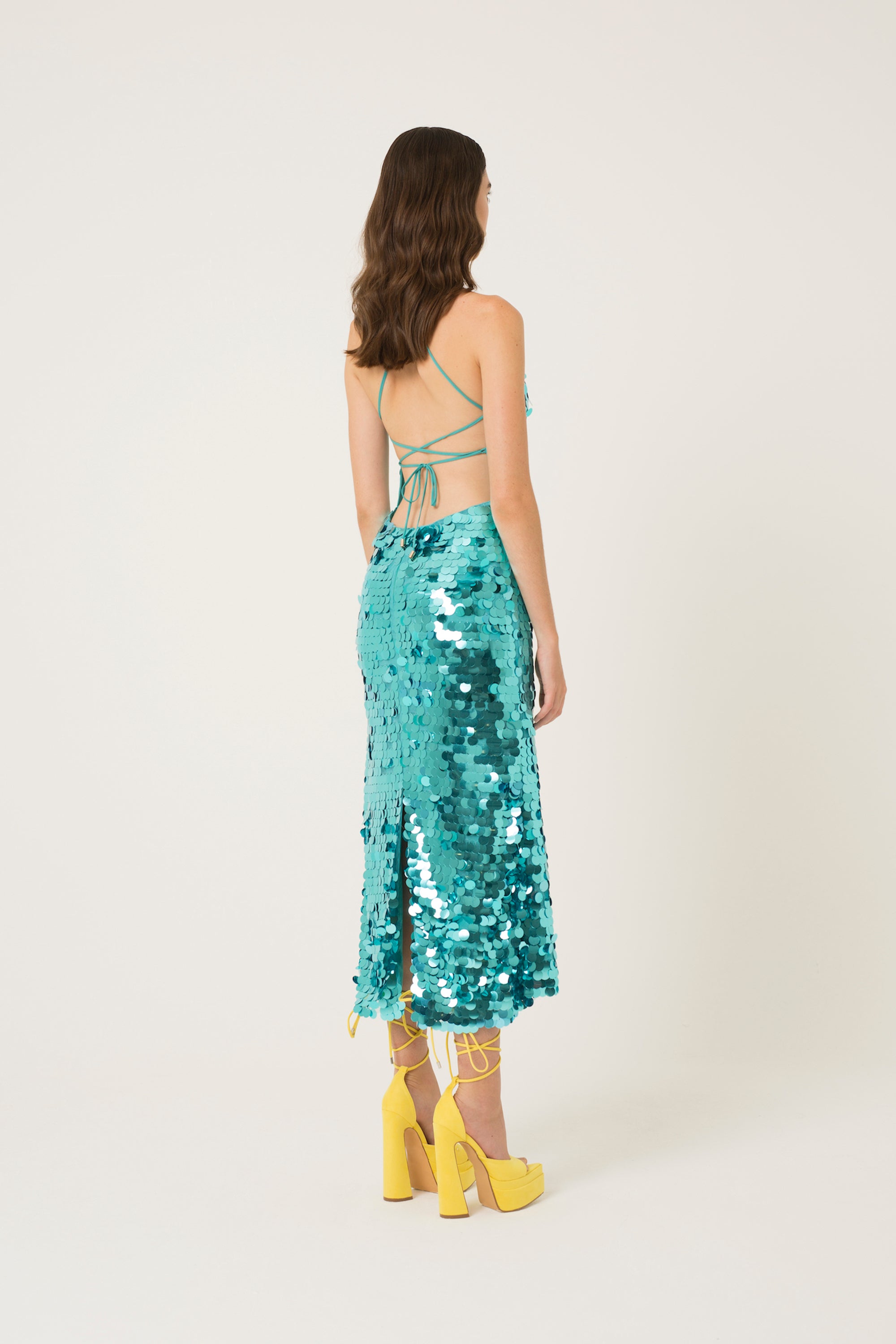 Monique High Shine Sequin Spaghetti Strap Dress - Hedson.mx