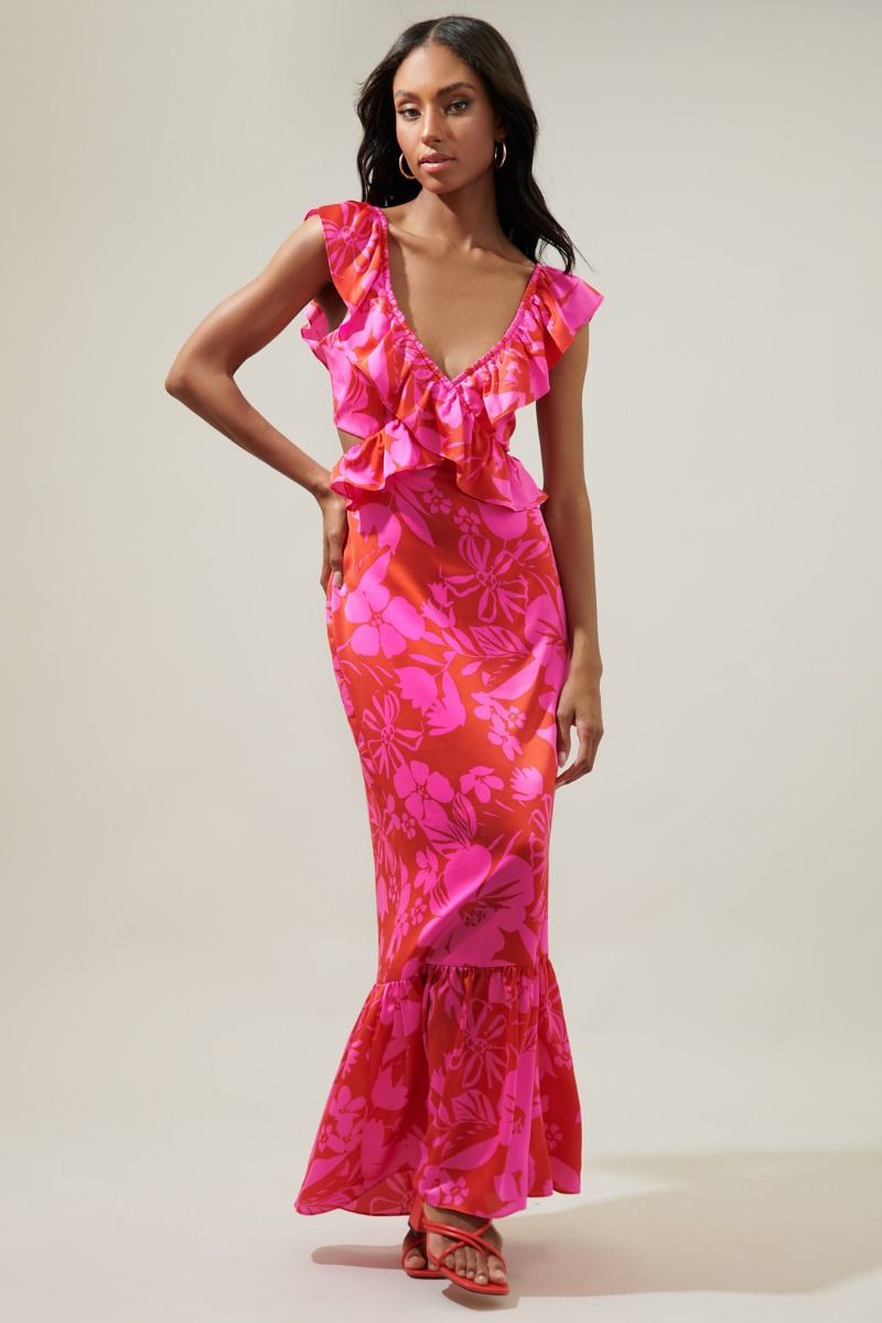 Zadie Floral Saldana Cut Out Mermaid Maxi Dress - Hedson.mx